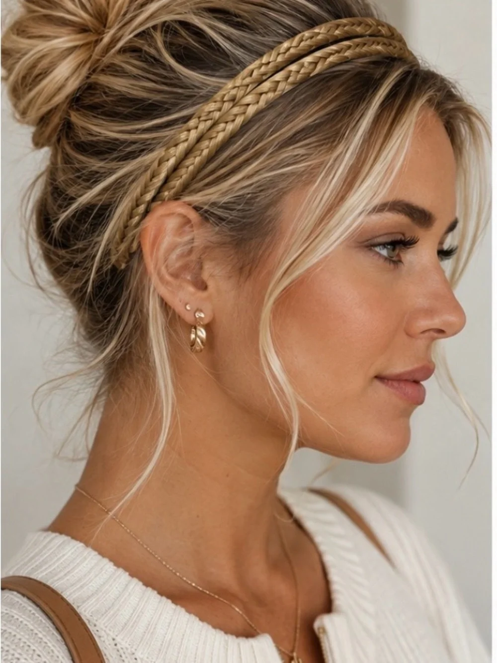 Set of 3 Braided Hair Headbands – Blonde/Golden Tones